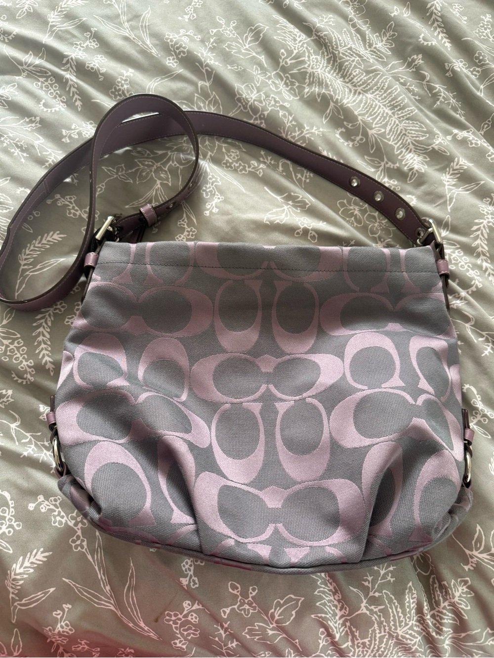 Coach Vintage Lilac and Gray Signature Shoulder Bag